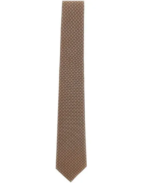 Silk Tie With Interlocking Gg Motif
