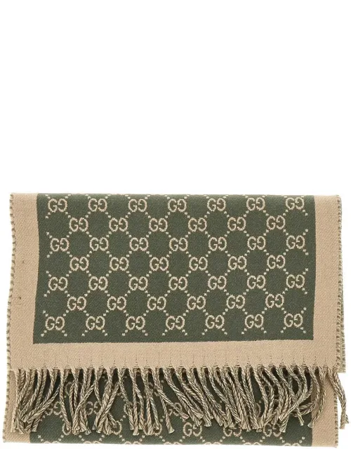 Wool Scarf With Interlocking Gg Motif