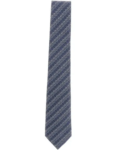 Silk Tie With Horsebit Motif
