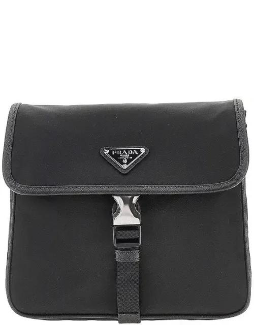 Saffiano Leather And Re-nylon Shoulder Bag