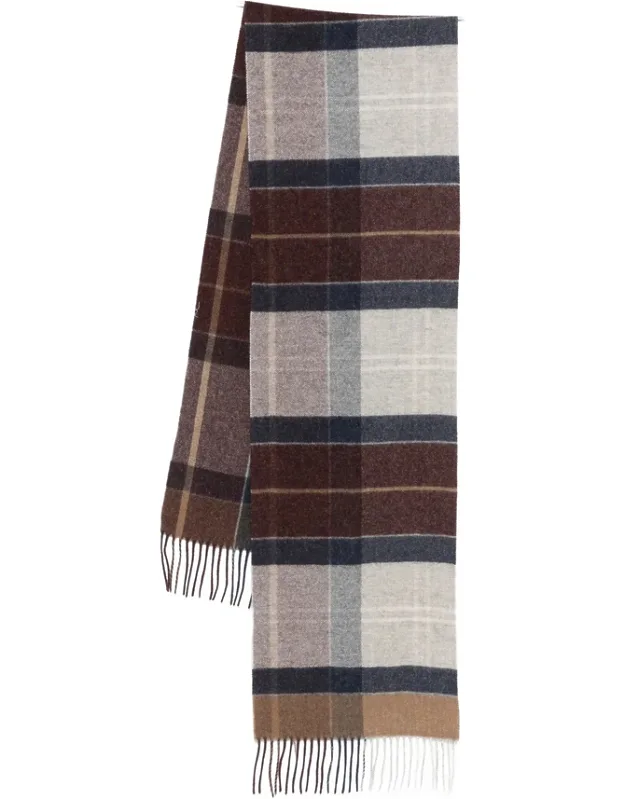 Plaid-pattern Fringed Scarf
