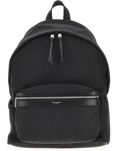 City Canvas Backpack With Leather Details