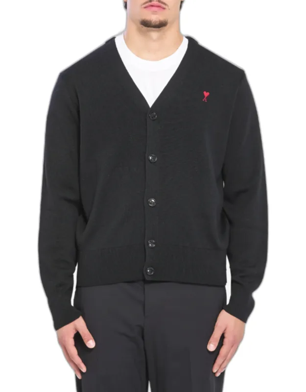 Wool Cardigan Extra-fine Merino Front Button Closure