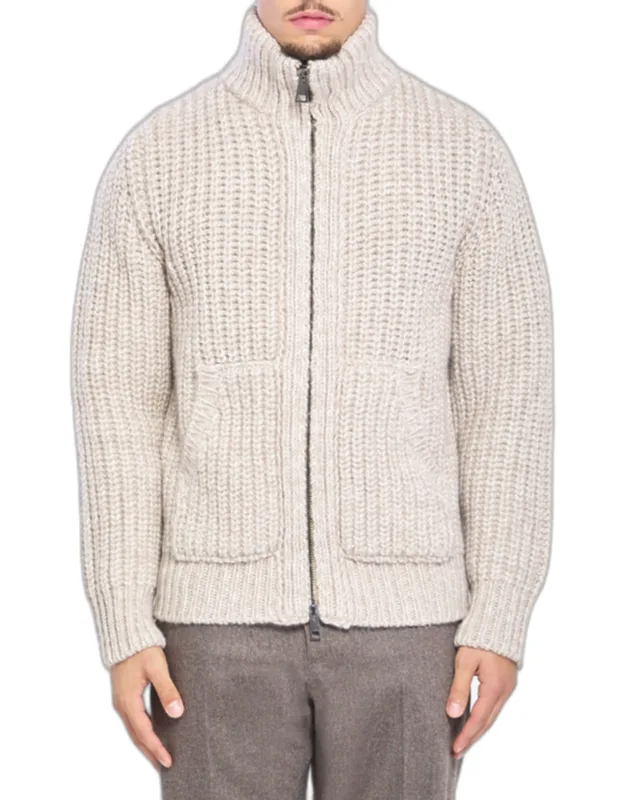 Zipped Ribbed Sweatshirt