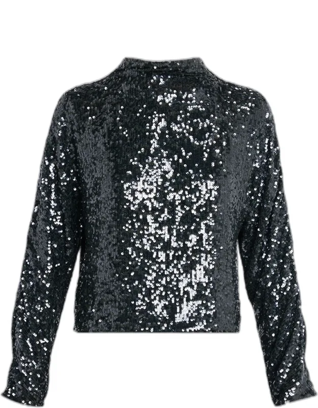Sequined Mock-neck Blouse