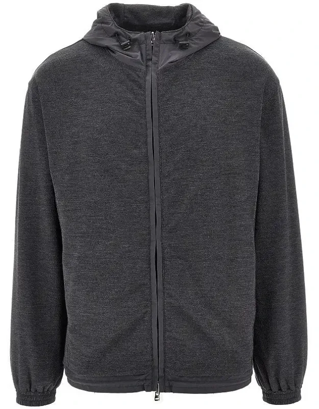 Wool And Nylon Reversible Full-zip Hoodie