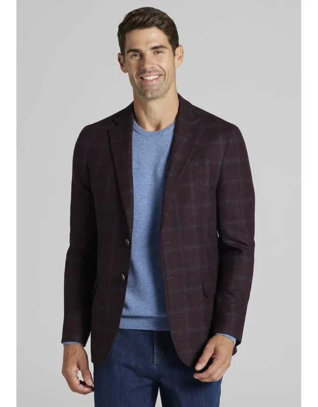 Tailored Fit Plaid Cashmere Blend Sportcoat
