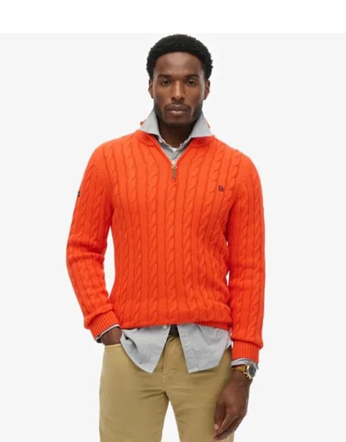 Organic Cotton Classic Cable Half-zip Jumper