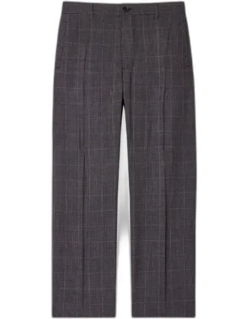 Mauve Check Stretch-wool Trousers