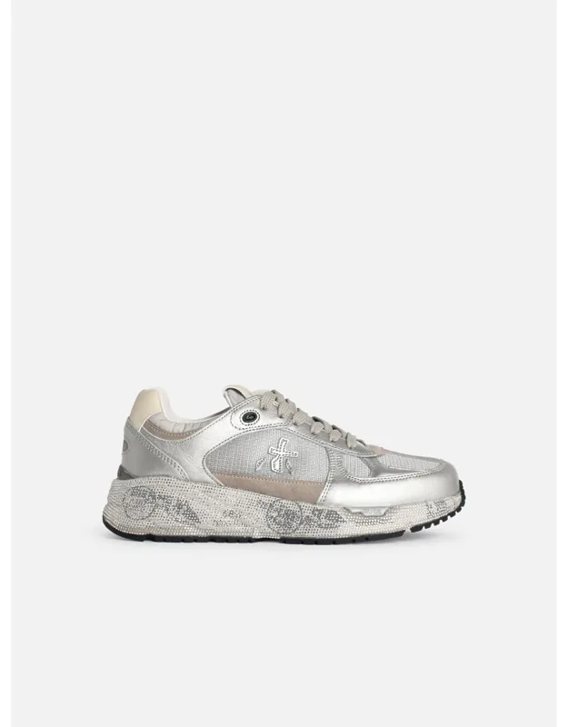 Silver Leather Blend Sneakers