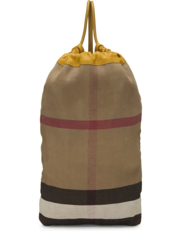 House Check Canvas Drawstring Backpack