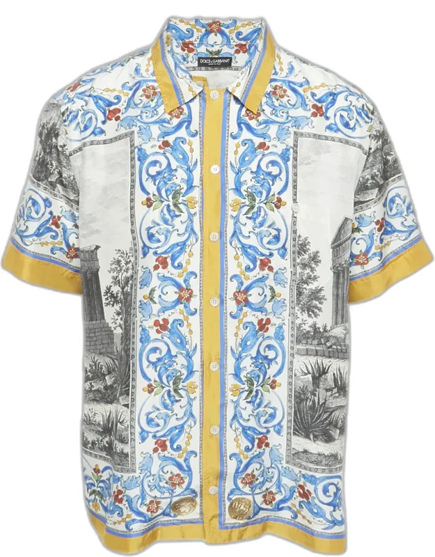 Printed Silk Short Sleeve Shirt