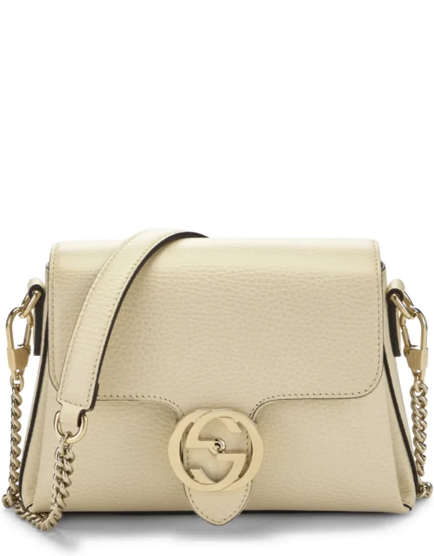 White Leather Interlocking Shoulder Bag