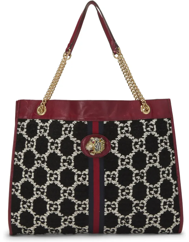 Multicolor Tweed Web Rajah Tote