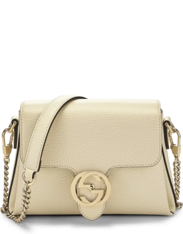 White Leather Interlocking Shoulder Bag
