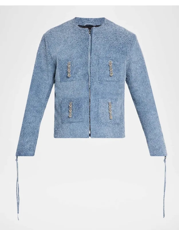 Chain-embellished Suede Jacket