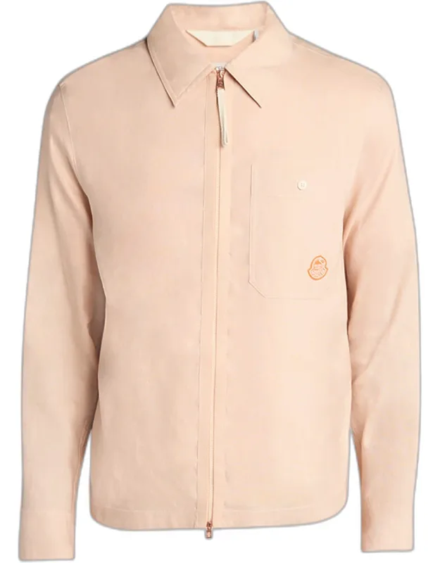 Linen-blend Full-zip Shirt Jacket