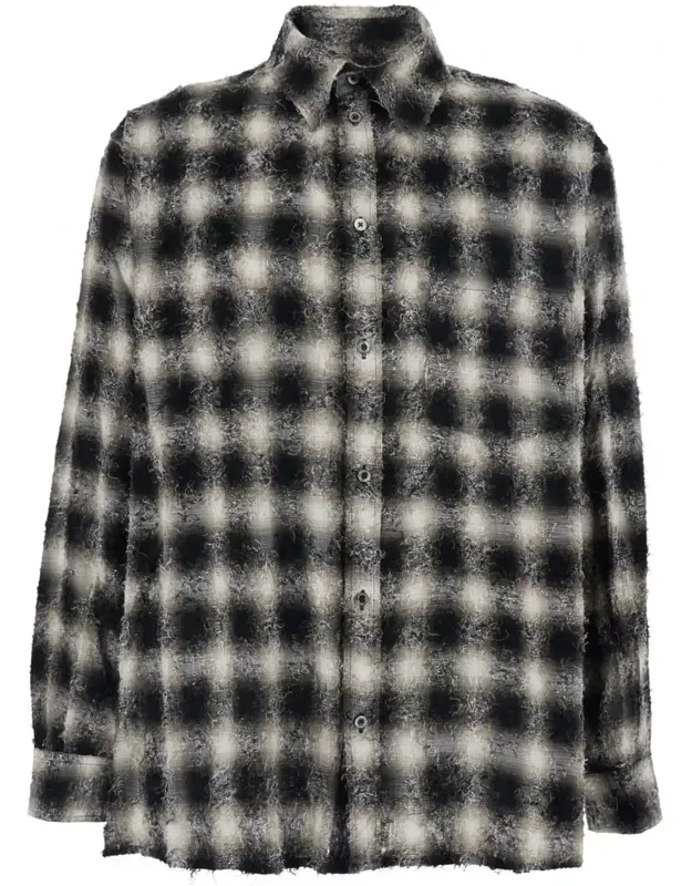 Shirt With Classic Collar And All-over Check Motif In Cotton