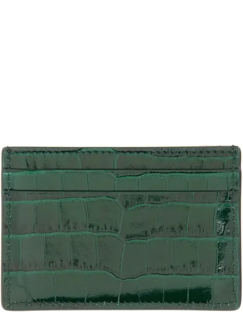 Crocodile-embossed Leather Card Holder