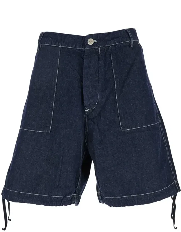 Denim Shorts With Logo Patch On The Back