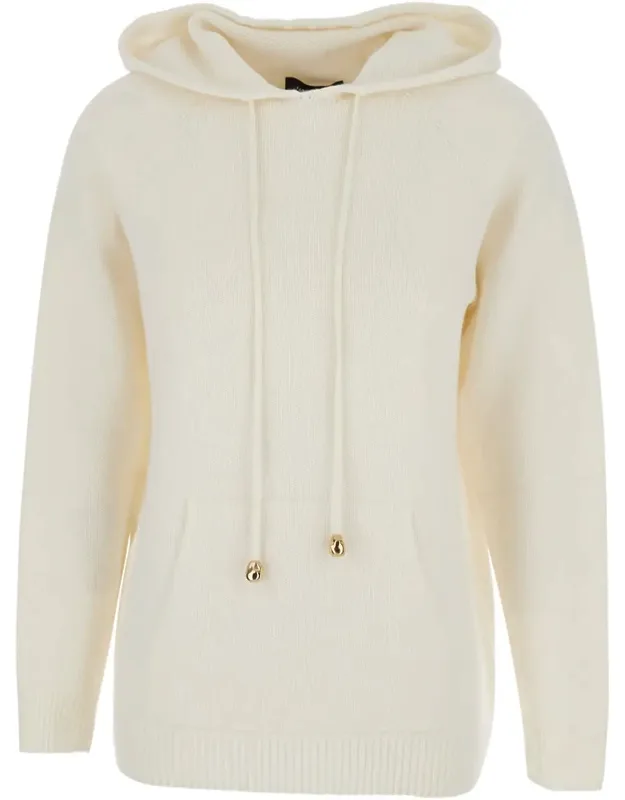 Hoodie With Front Pendants In Wool Blend