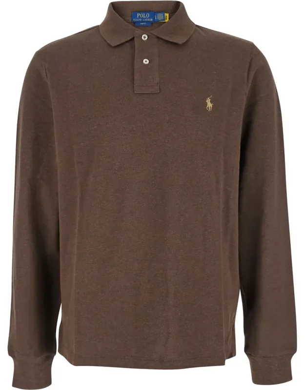 Slim Fit Polo Shirt With Long Sleeves And Pony Embroidery In Cotton