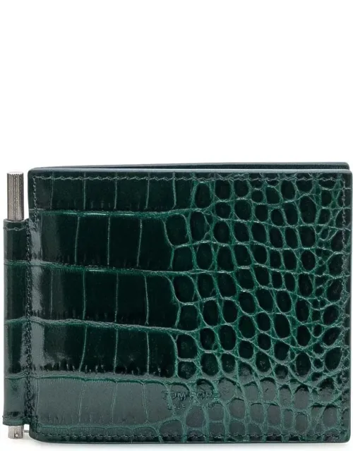 Crocodile Print Leather Wallet