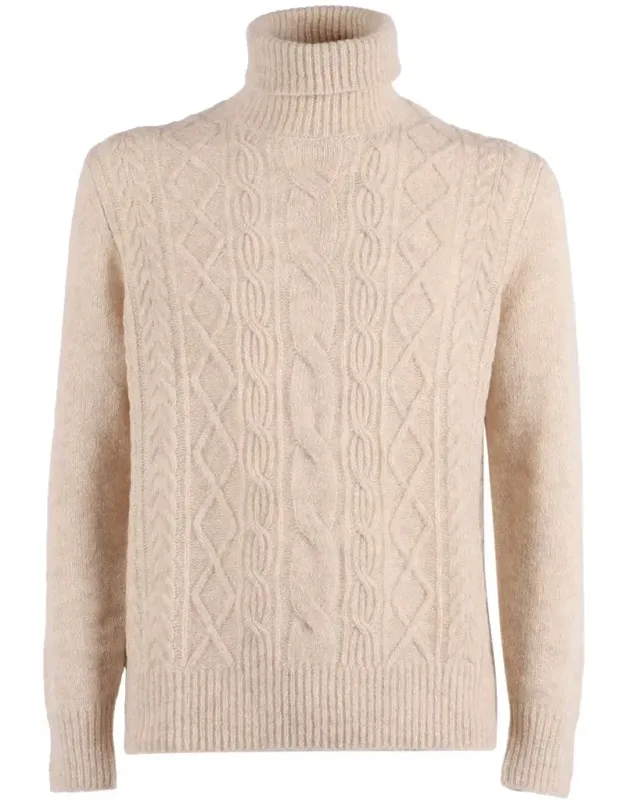 Fine Knit High-neck Pullover With Ribbed Details
