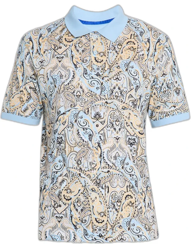 Manucci Cotton Knit Paisley Polo Shirt