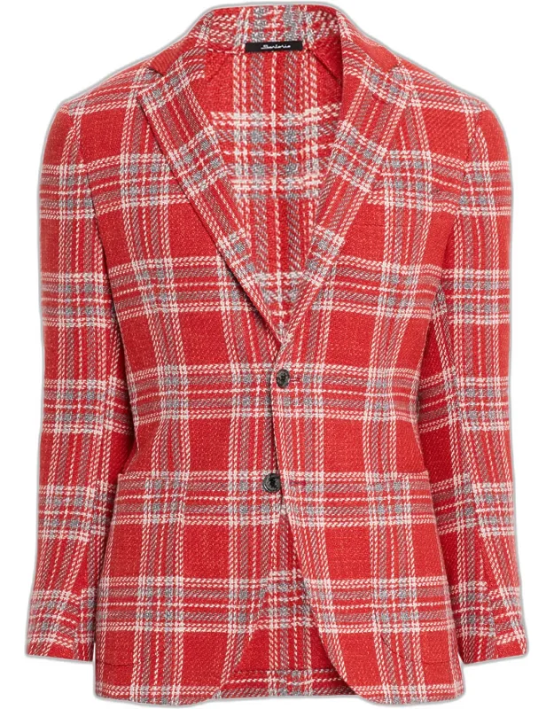 Wool And Silk Large Plaid Sport Coat
