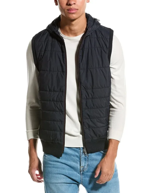 Quilted Zip Wool-blend Hoodie Vest