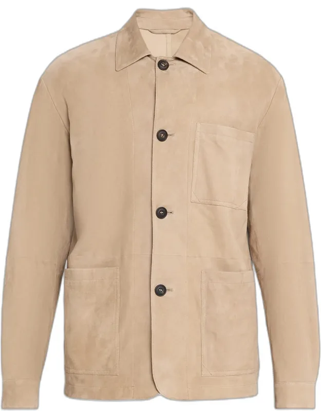 Lamb Suede Three-pocket Shirt Jacket