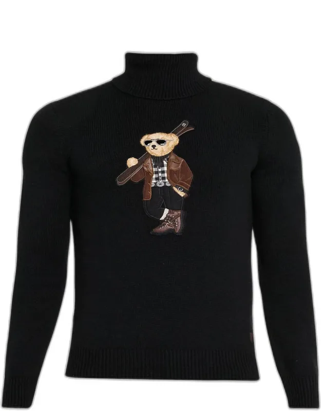 Cashmere Knit Ski Polar Bear Turtleneck Sweater