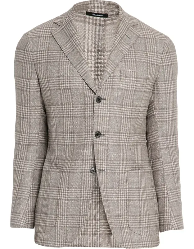 Wool, Silk, And Cashmere Plaid Sport Coat