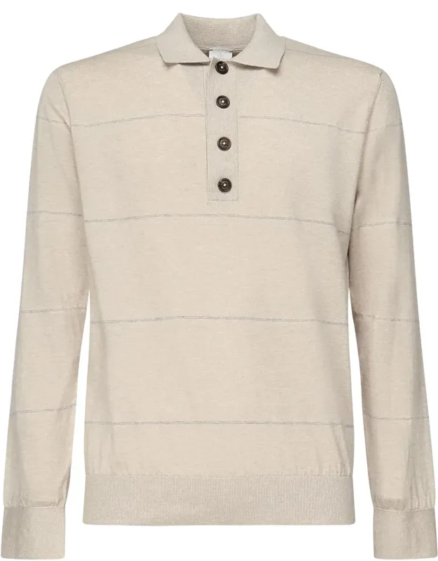 Striped Long-sleeved Polo Shirt