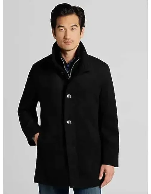 Wool Blend Car Coat With Bib