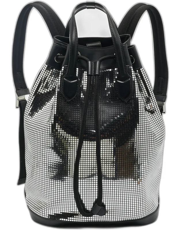 Suede And Leather Drawstring Backpack