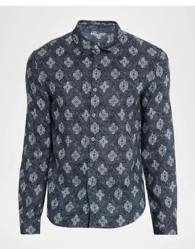 Ross Linen Medallion Slim-fit Sport Shirt