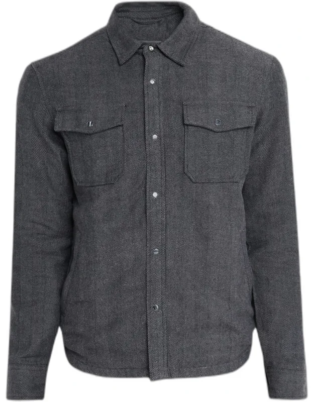 Jameson Herringbone Snap-front Hidden Zip Shirt Jacket