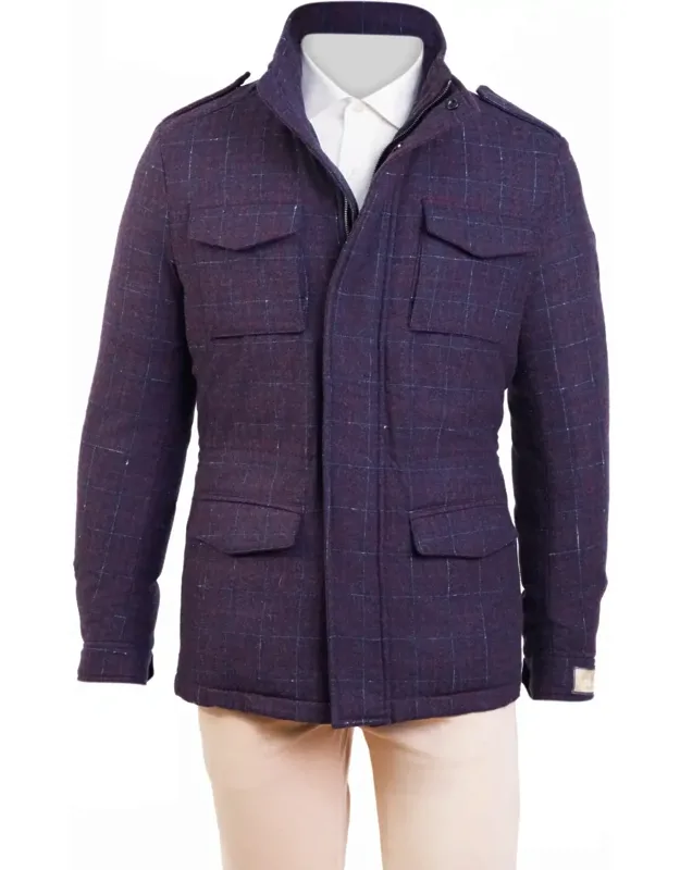 Meru Plaid Cashmere Jacket With Removable Trim
