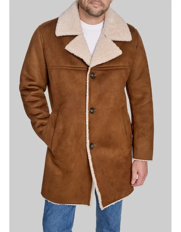 Traditional Single-breasted Faux Shearling Coat