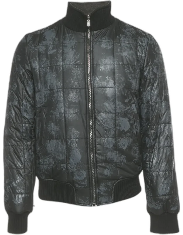 Printed Synthetic & Cotton Knit Bomber Jacket