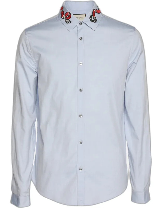Snake Embroidered Collar Cotton Duke Shirt