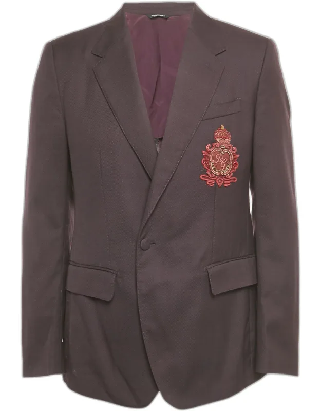Embroidered Wool Tailored Blazer