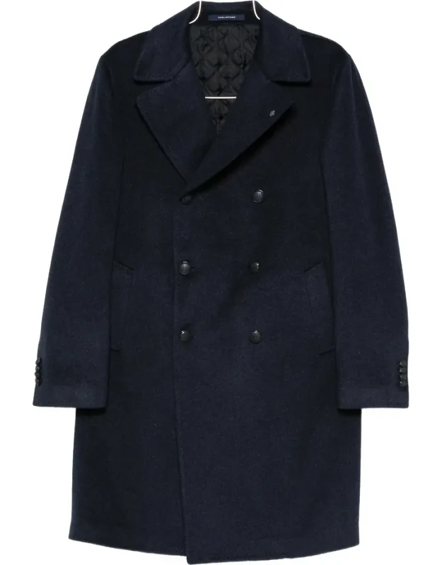 Double-breasted Coat With Notched Lapels And Buttoned Cuffs