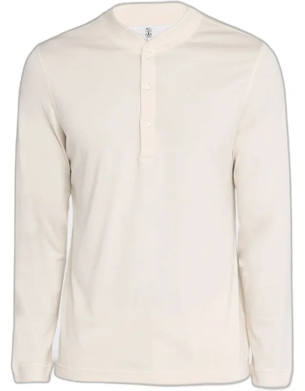 Cotton Flat Knit Henley Shirt