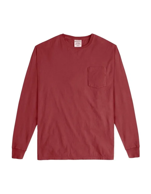 Garment-dyed Long Sleeve T-shirt With A Pocket