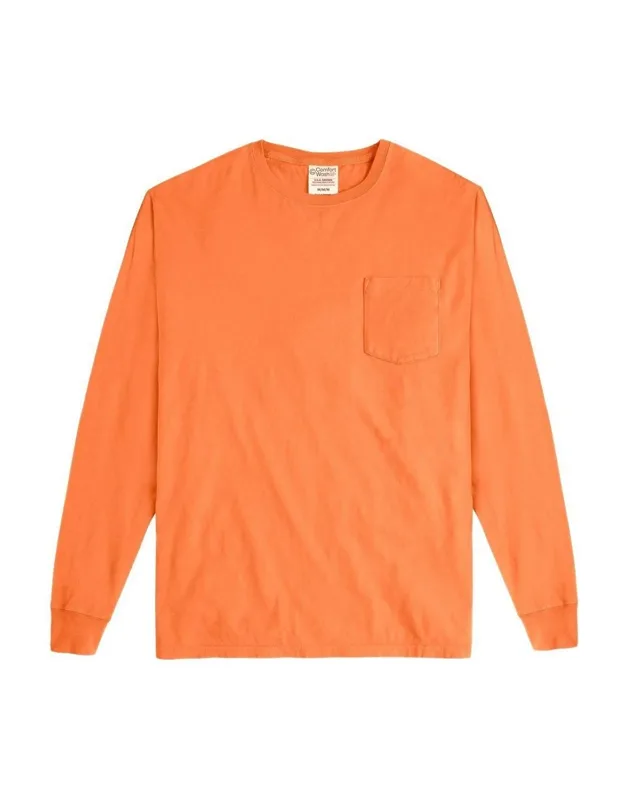 Garment-dyed Long Sleeve T-shirt With A Pocket