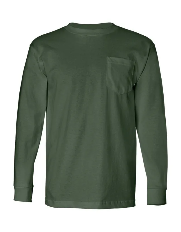 Usa-made Long Sleeve T-shirt With A Pocket