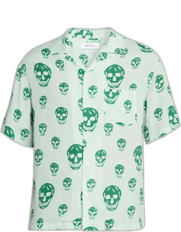 Skull Crepe De Chine Camp Shirt